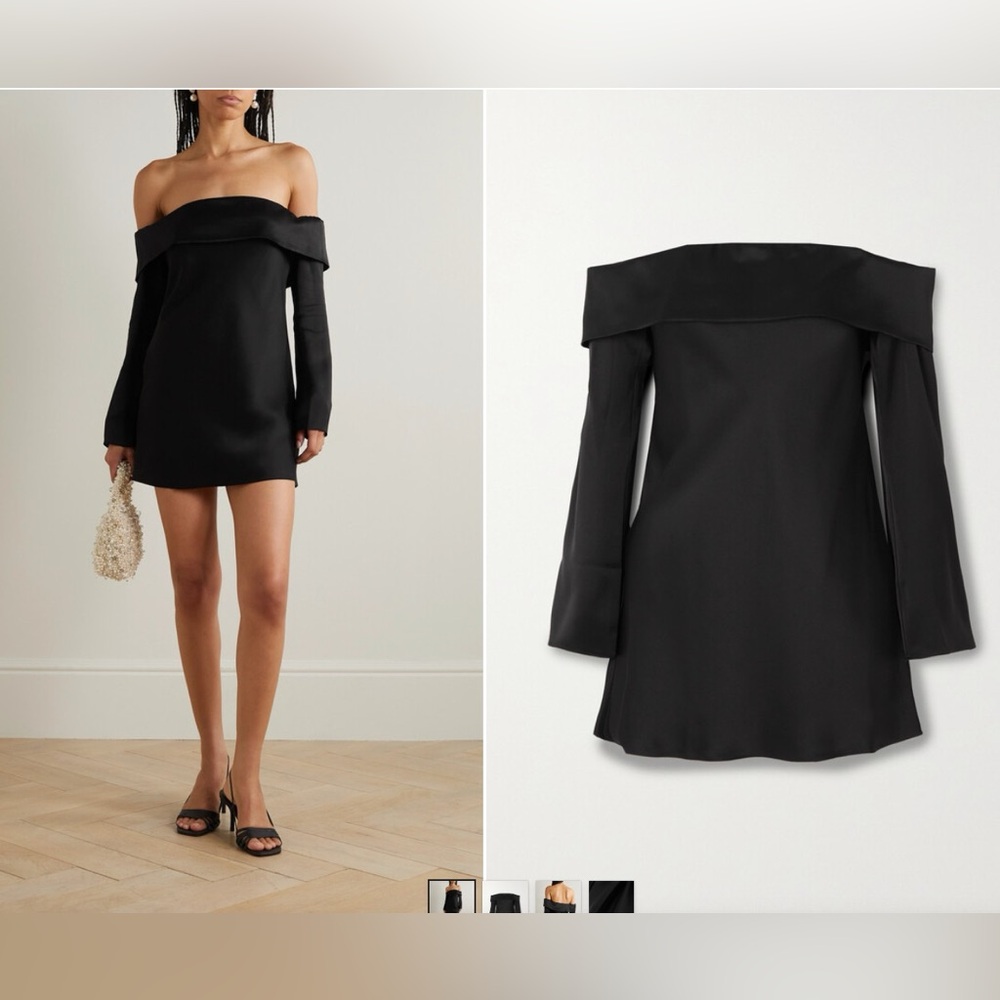 Reformation Maves Satin Mini Dress in Black -  NWT - Size Medium